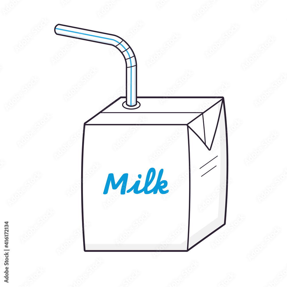 White milk box with straw isolated White milk box with straw isolated