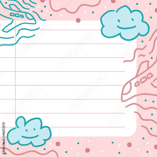 Blank Note Paper with a colorful background, ready for your message. Vector illustration.