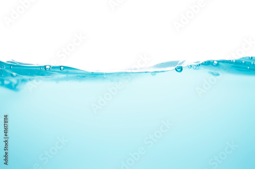 Water wave splash bubble water wave in clean blue liquid
