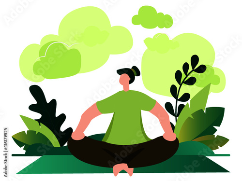 woman exercising yoga in the park