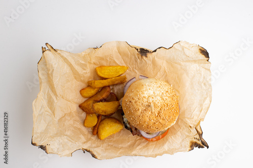 burger and fries 