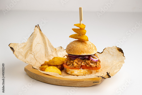 burger and potato