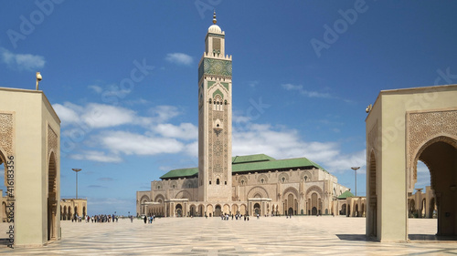 a morning shot of hassan II mosque in casablanca