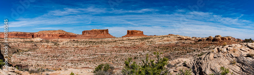 Red rock bluffs around Moab Utah on a October day photo