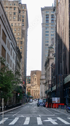 Pop up view of St Andrew church on Reade Street in Manhattan New York