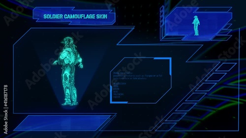 3D Illustration soldier futuristic interface
