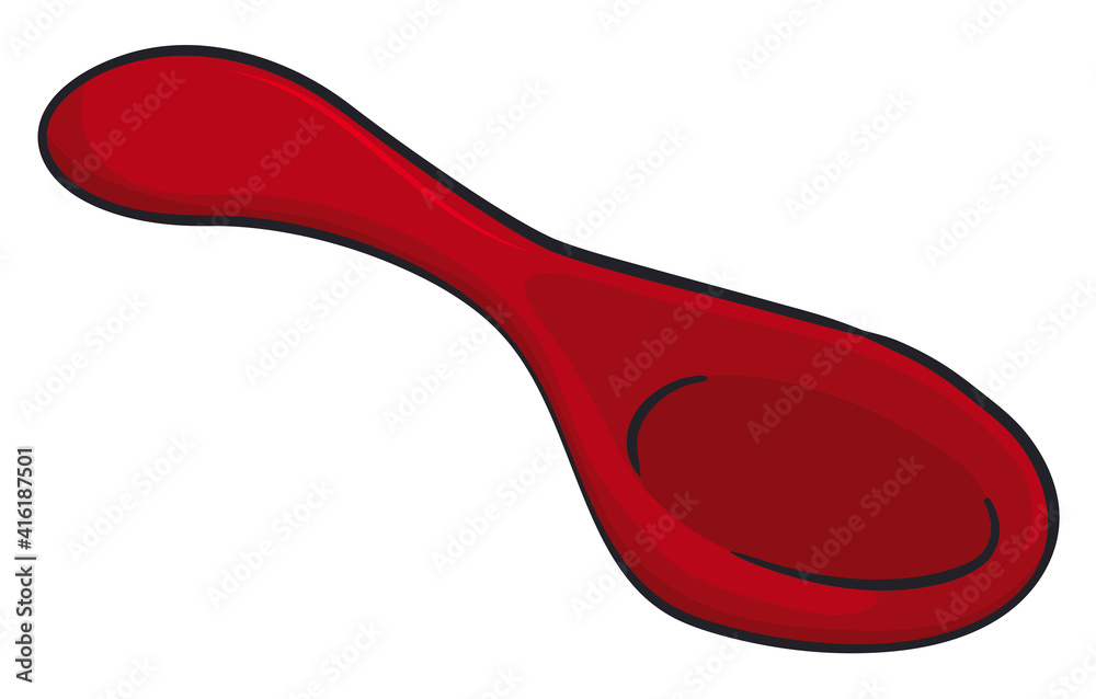 Chinese spoon in red ceramic and cartoon style, Vector Illustration Chinese spoon in red ceramic and cartoon style, Vector Illustration