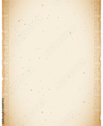 Template with ancient scroll texture decorated with Chinese pattern, Vector Illustration