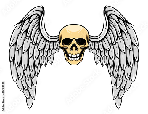 The gothic of the dead skull with the big feather wings