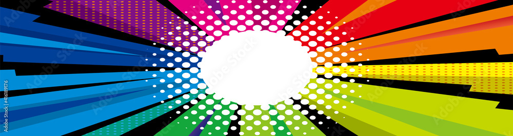 ドットグラデーション放射線集中線と吹き出しの背景バックグラウンド アメコミ漫画コミック ワイド Stock Vector Adobe Stock