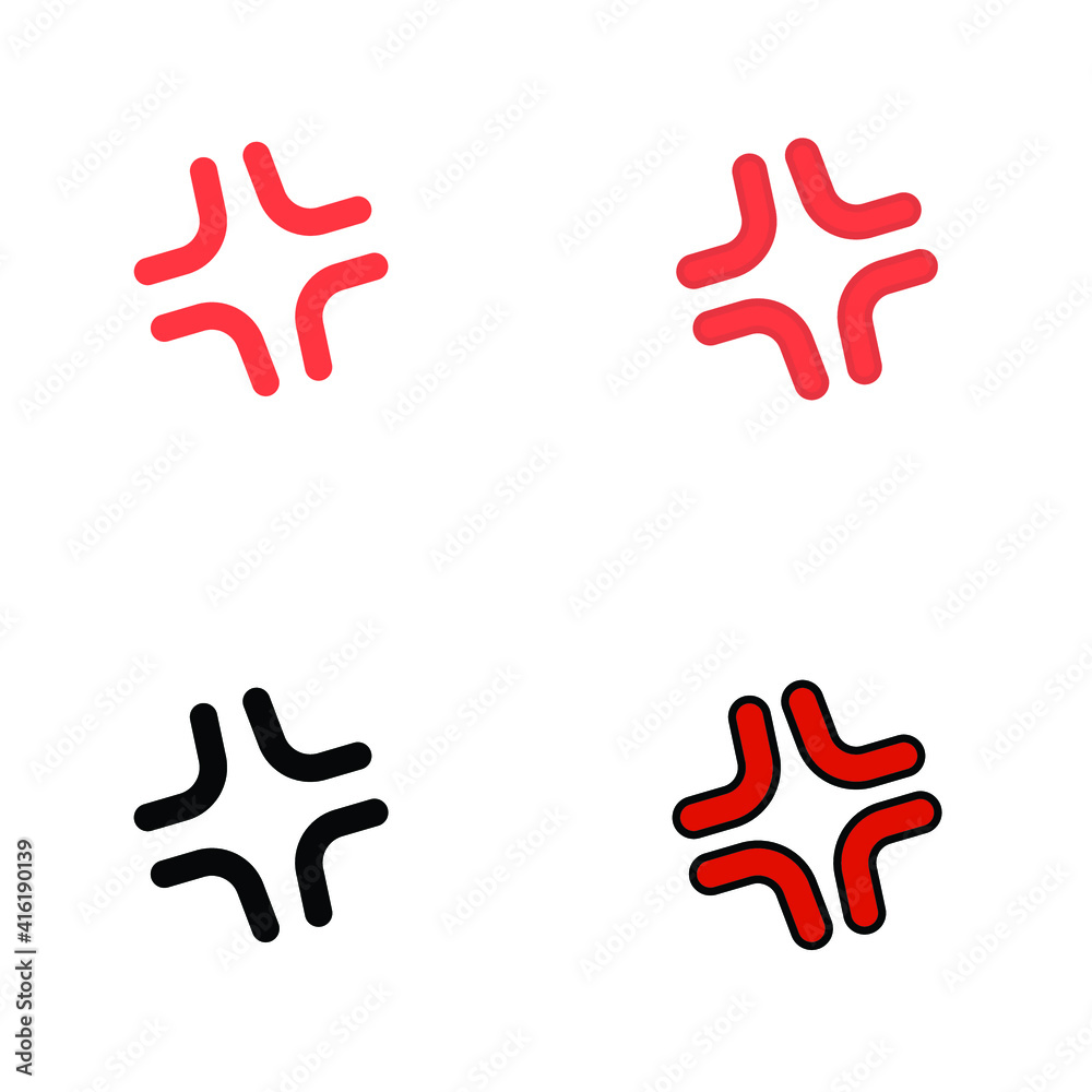Anger symbol icon set. Simple glyph, solid, filled outline, flat style. Vector illustration isolated on white background. EPS 10 Anger symbol icon set. Simple glyph, solid, filled outline, flat style. Vector illustration isolated on white background. EPS 10