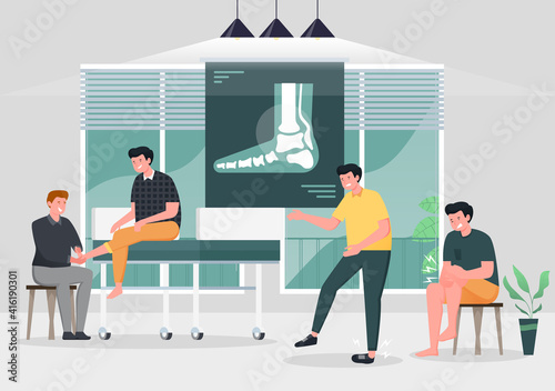 treatment of ankle sprained by the doctor in the hospital