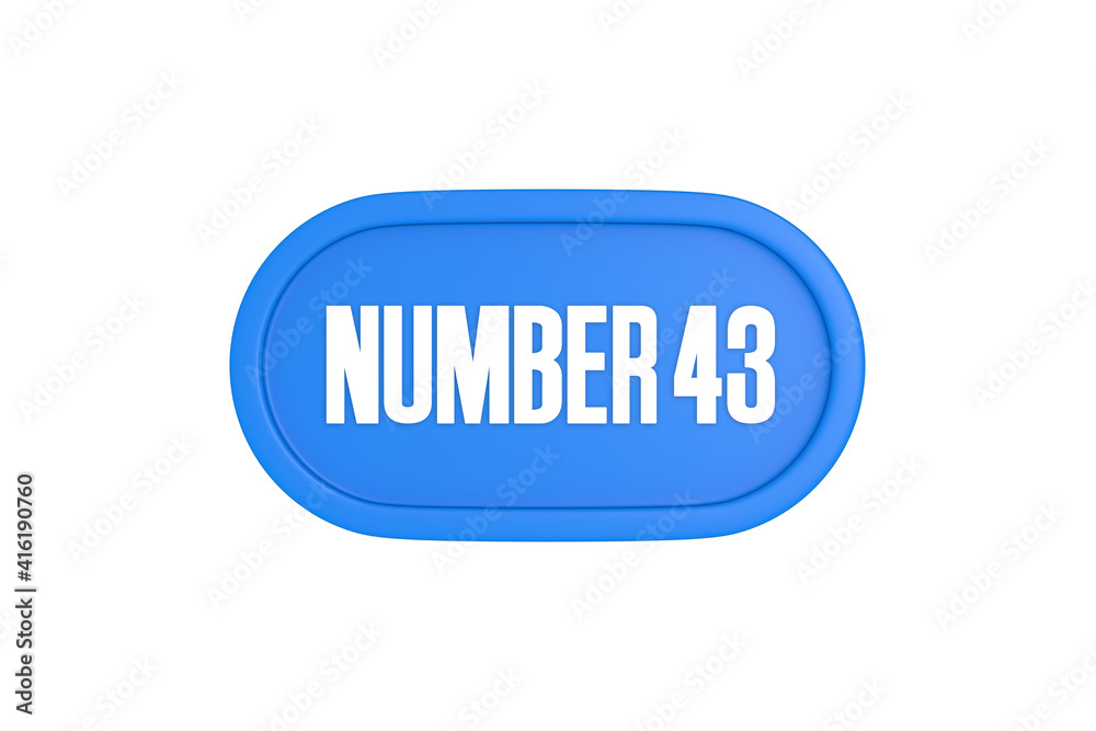 43 Number sign in light blue color isolated on white background, 3d render. 43 Number sign in light blue color isolated on white background, 3d render.