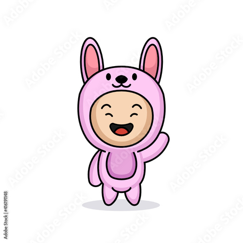 Cute kid with a bunny rabbit costume