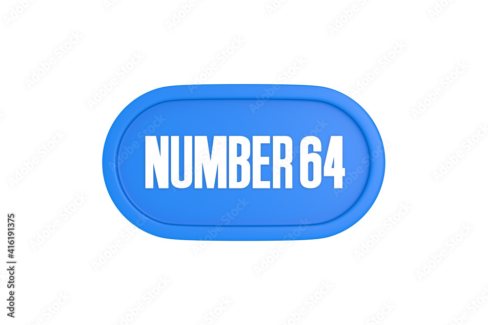 64 Number sign in light blue color isolated on white background, 3d render. 64 Number sign in light blue color isolated on white background, 3d render.