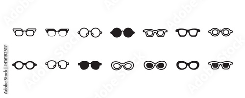Eyeglasses icon set. Vector graphic illustration. Suitable for website design, logo, app, template, and ui. 