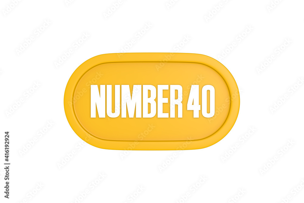 40 Number sign in yellow color isolated on white background, 3d render. 40 Number sign in yellow color isolated on white background, 3d render.