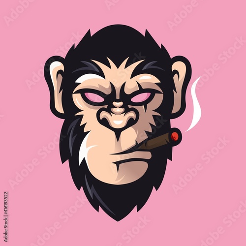 Gorilla cartoon mascot logo illustration