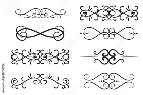Abstract forged patterns for decorative design. Seamless vector floral border design. Vintage damask pattern. Stock image. EPS 10.