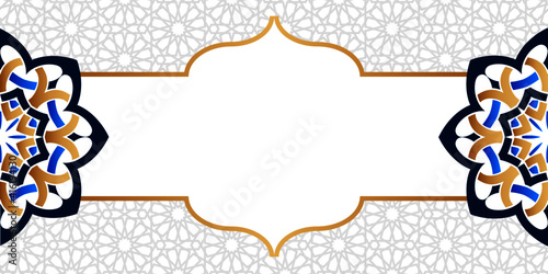 Geometric shape with Islamic banner design. Vector illustration.