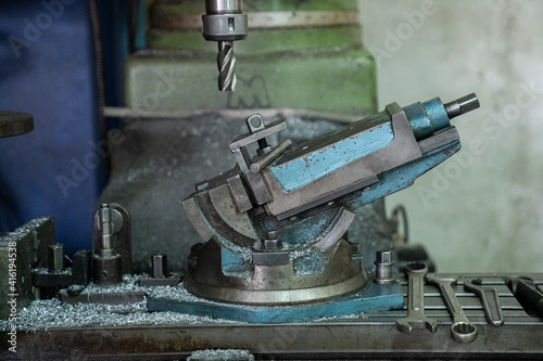 Slika na platnu Stand holder for milling machine. Photo with noise.