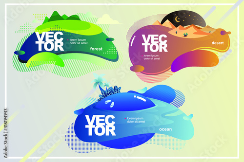 Landscape Vector Color Badges. Greeting card. Vector illustration. photo