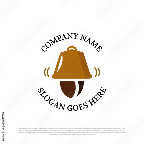 Coffee bell logo vector illustrations, coffee time icon logo, coffee break premium vector