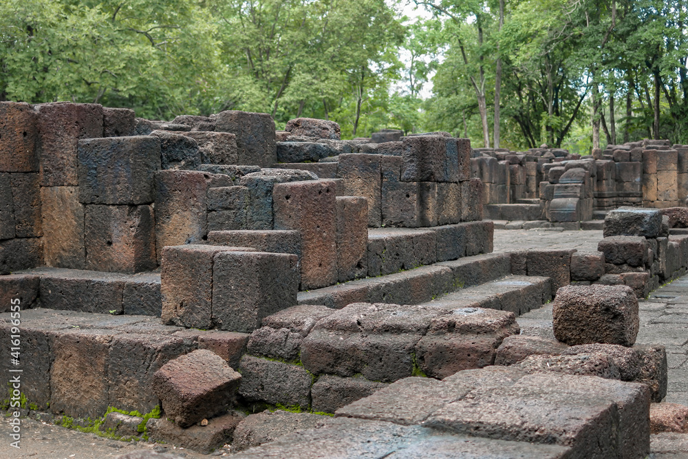 Rain season at Prasat Mueang Sing Historical, a famous stone ruins in Kanchanaburi, Thailand. Rain season at Prasat Mueang Sing Historical, a famous stone ruins in Kanchanaburi, Thailand.