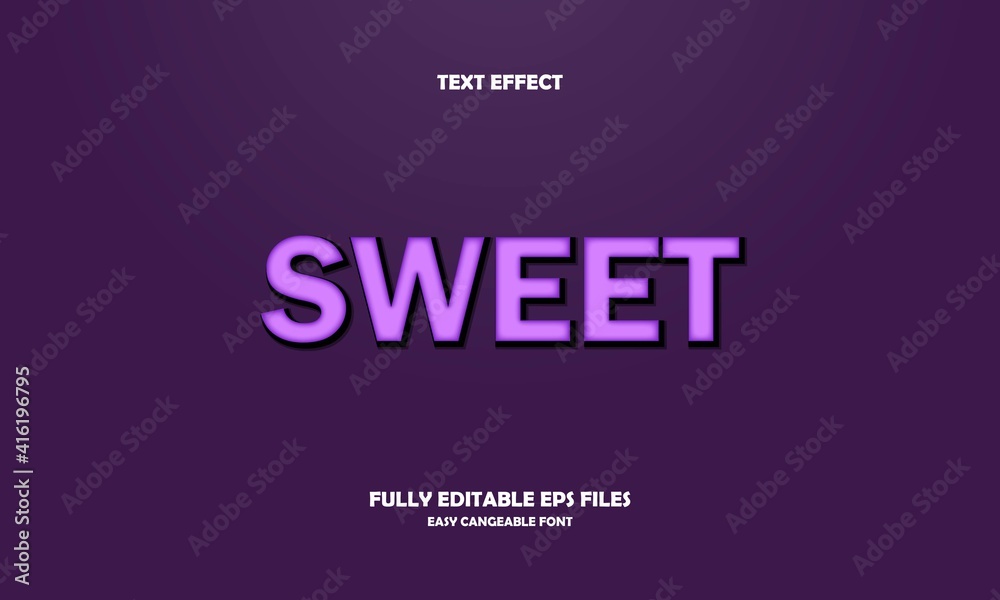 sweet style editable text effect - obrazy, fototapety, plakaty 