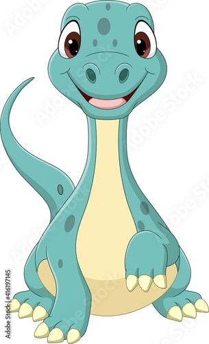 Cartoon funny baby brontosaurus dinosaur