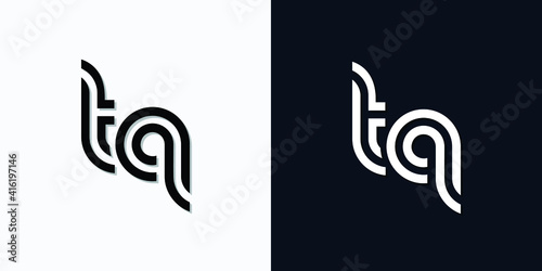 Fototapeta Naklejka Na Ścianę i Meble -  Modern Abstract Initial letter TQ logo. This icon incorporate with two abstract typeface in the creative way. It will be suitable for which company or brand name start those initial.
