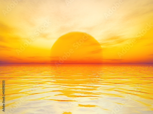 Fototapeta Naklejka Na Ścianę i Meble -  golden sunset over the ocean