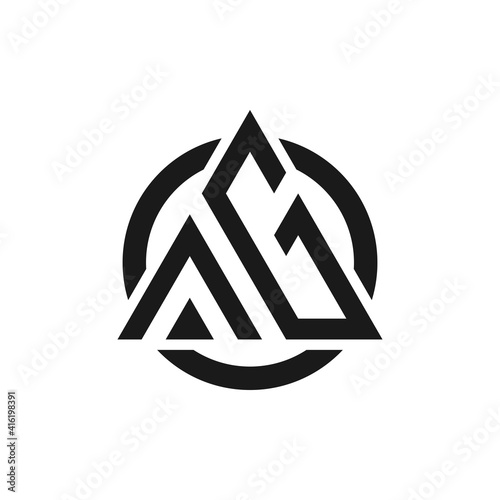 logo design inspiration for the letter AG triangle in a circle