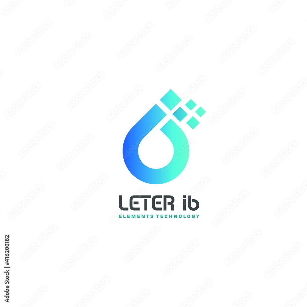 abstract technology elements , letter i b with blue gradient vector eps 10 download