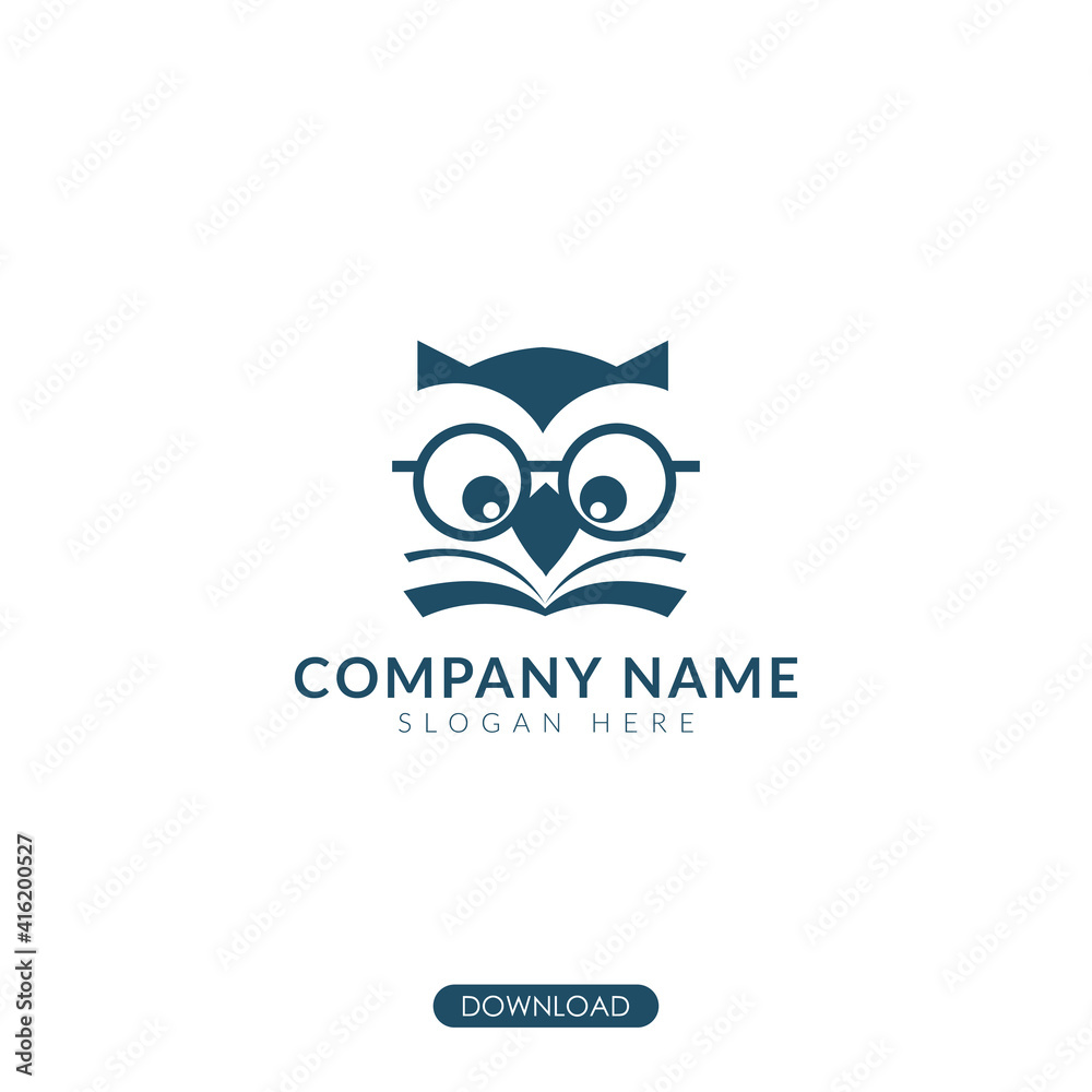 Naklejka owl logo head minimal. Vector Illustration. Isolated Background