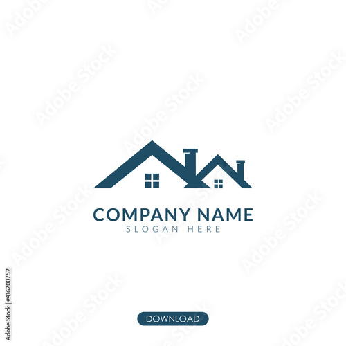 real estate logo with chimney vector.  house minimalist 