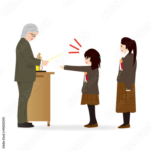 表彰されるイラスト