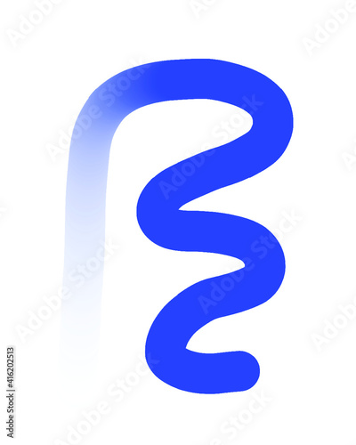 Blue Hand-Drawn Line - Wavy Gradient With Transparent Background