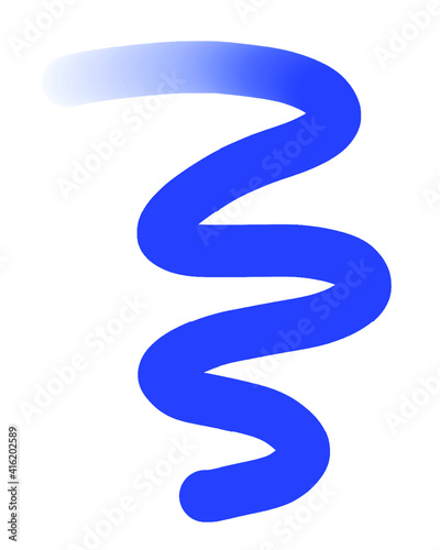Blue Hand-Drawn Line - Wavy Gradient With Transparent Background