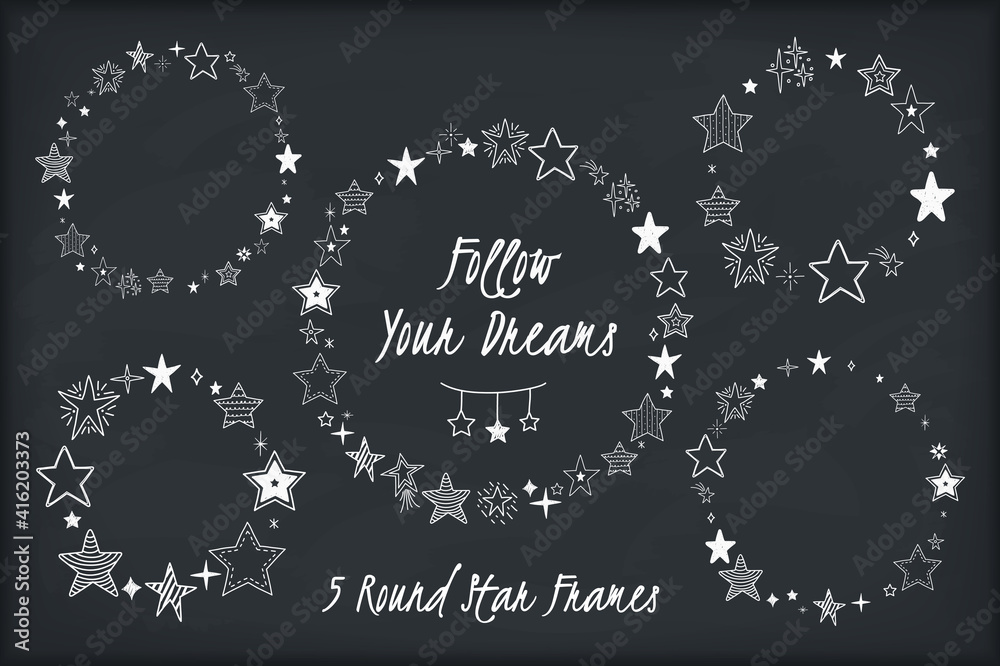 Hand Drawn Stars - Circle Frames