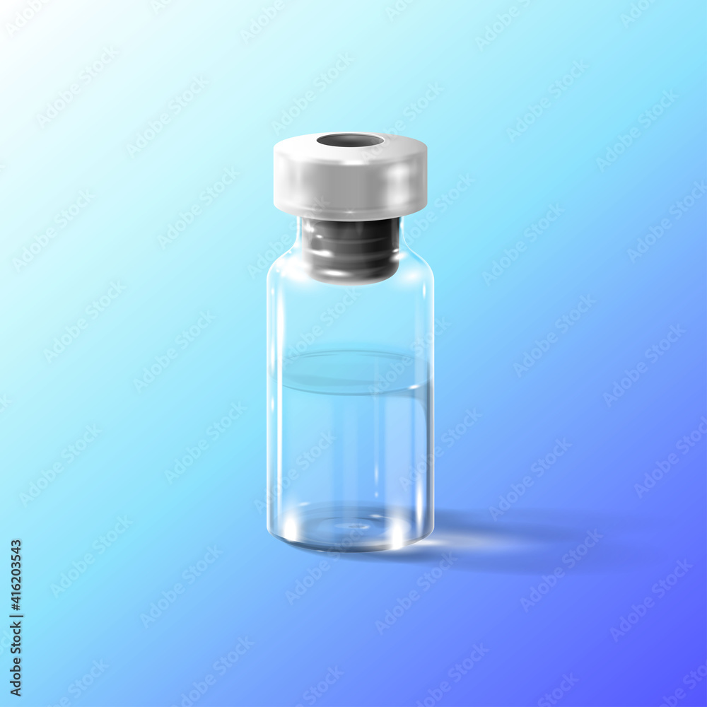 vector image of a medical drug in a glass bottle with a rubber stopper and a metal cap, medical vials with medicinal solution, realistic vector laboratory glassware vector image of a medical drug in a glass bottle with a rubber stopper and a metal cap, medical vials with medicinal solution, realistic vector laboratory glassware