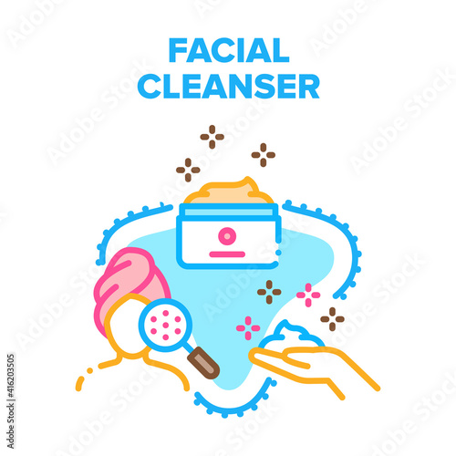 Facial Cleanser Vector Icon Concept. Facial Cleanser Cream Package, Face Skin Care And Cleansing Natural Cosmetic. Beauty Treatment And Skincare, Purifying Product Color Illustration