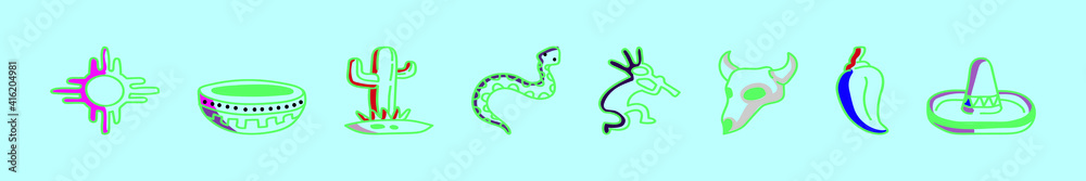 Fototapeta premium set of south west symbol cartoon icon design template with various models. vector illustration isolated on blue background