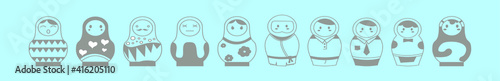 set of matryoshka doll cartoon icon design template with various models. vector illustration isolated on blue background