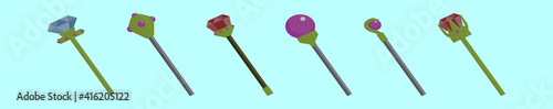 set of sceptre cartoon icon design template with various models. vector illustration isolated on blue background
