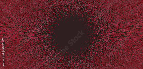 Small particles strive out of center. Array with dynamic particles. Abstract grid design. Vector illustration in technology style. Can be used for science or education.