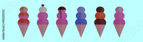 set of snow cone cartoon icon design template with various models. vector illustration isolated on blue background