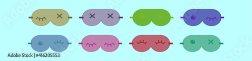 set of sleep mask eye cartoon icon design template with various models. vector illustration isolated on blue background