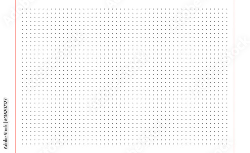 Grid paper. Dotted grid on white background. Abstract dotted transparent illustration with dots. White geometric pattern for school, copybooks, notebooks, diary, notes, banners, print, books.