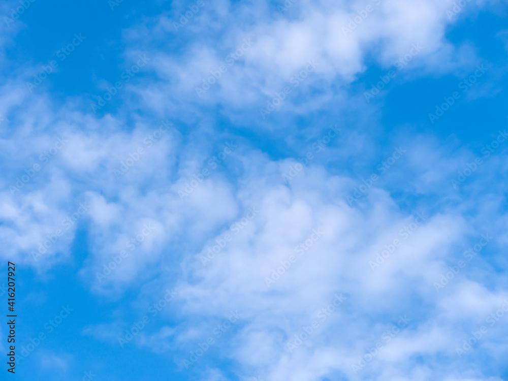 Obraz premium beautiful in nature of cloudscape the blue sky with white fluffy cloud fresh ozone in morning of sunny day for landscape and blur background